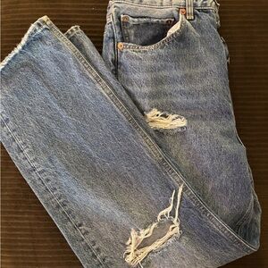 Urban Outfitters Blue Straight Leg Jeans Distressed Vintage